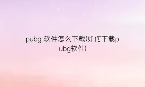 “pubg软件怎么下载(如何下载pubg软件)